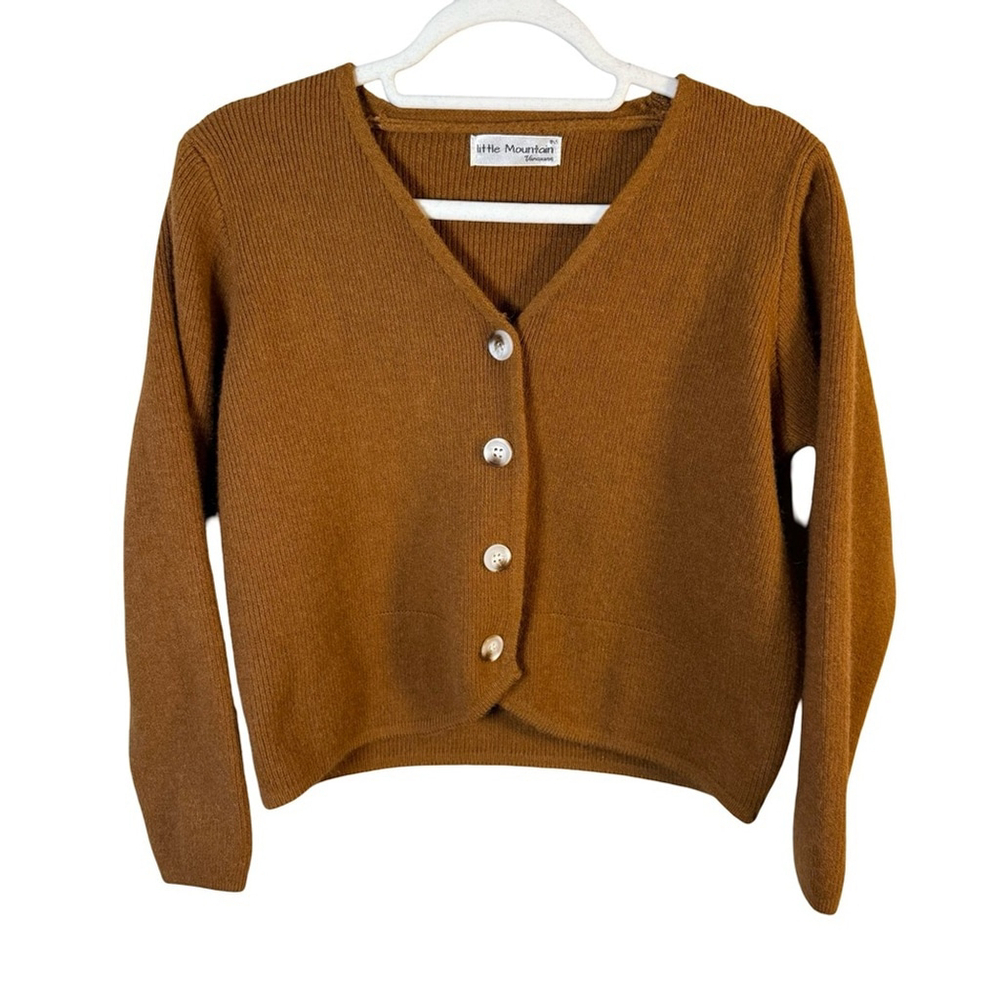 Little Mountain Women's Brown Cardigan Sweater One Size Cozy Neutral Minimalist